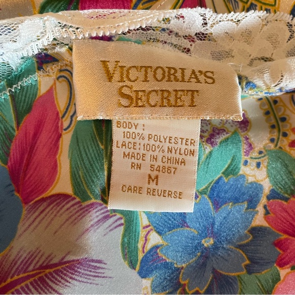Vintage 90s Victorias Secret Lingerie Teddy Set Size M Gold Label Floral 2 Piece - Picture 7 of 7